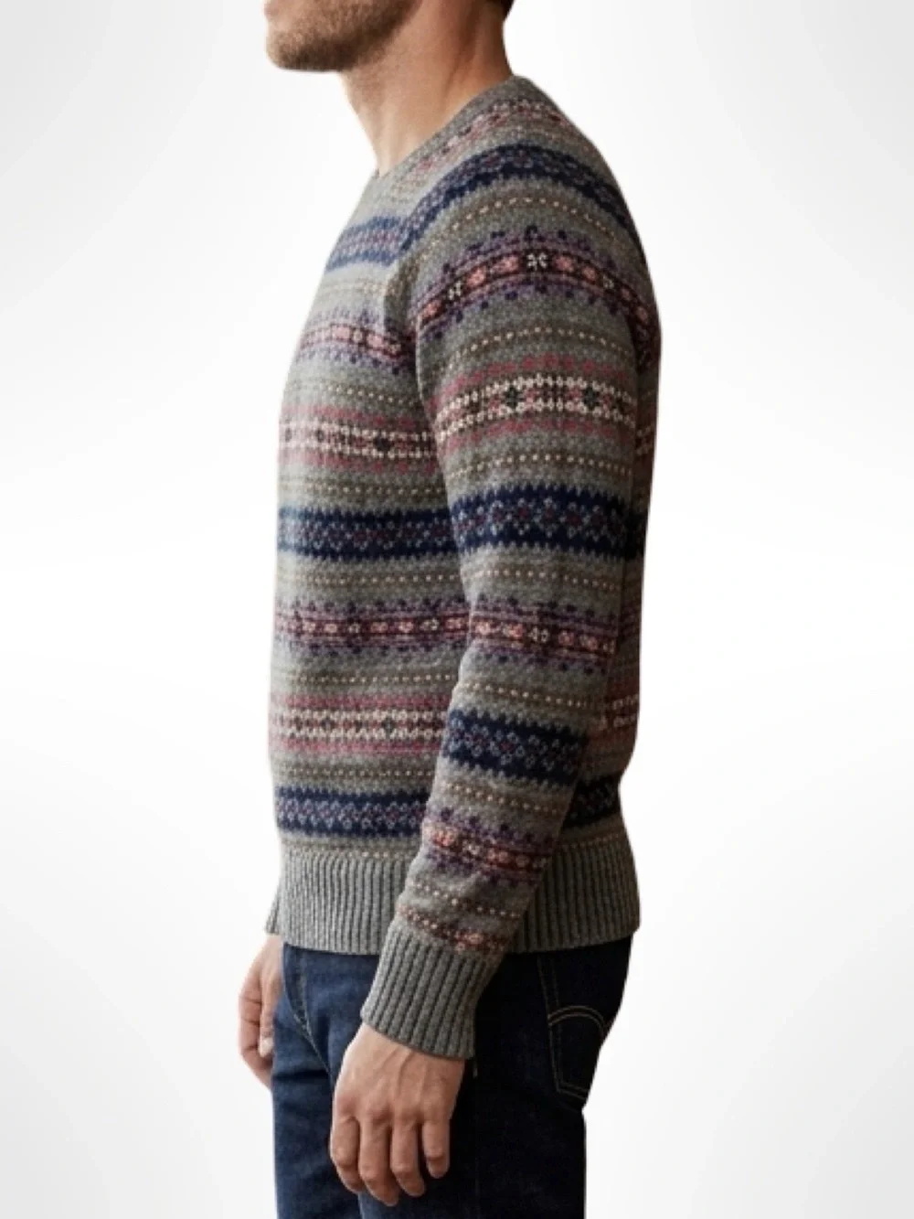 NEW J Crew 100% Lambswool Fair Isle Crewneck Sweater Pullover Knit | Mens Small
